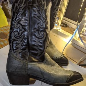 Laredo used men's cowboy boot black and grey size9